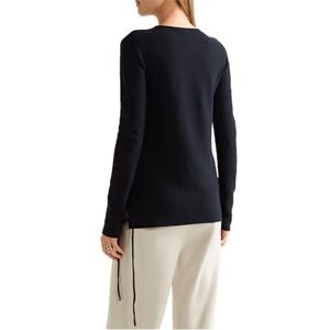 The Row Side Lace Up Wool sweater Navy Minimalist Quiet Luxury Long sleeve